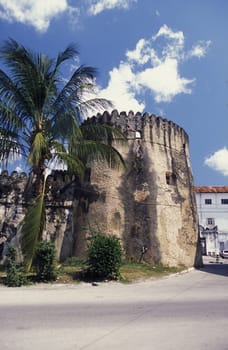 The old town Stone Town with the Old Fort in the capital Zanzibar Town on the island of Zanzibar which is located in Tanzania.