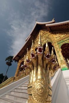 The Royal Palace in the old town of Luang Prabang in central Laos of Laos in South East Asia.