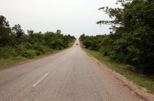The Overland Road 13 between the city of Tha Khaek and the Savannakhet in central Laos on the border with Thailand in South East Asia.