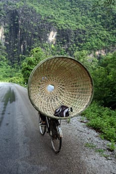 The landscape on the Xe Bang Fai River near the village of Mahaxai Mai of Tham Pa Fa near the town of Tha Khaek in central Laos on the border with Thailand in South East Asia.