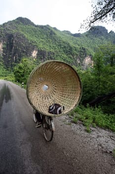 The landscape on the Xe Bang Fai River near the village of Mahaxai Mai of Tham Pa Fa near the town of Tha Khaek in central Laos on the border with Thailand in South East Asia.