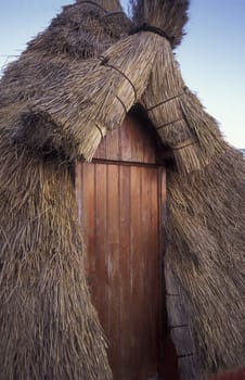 Europe,Atlantic Ocean,Portugal,Island,Madeira,Santana,House,Santanahaus,. A traditional Santanahaus in the village of Santana in the north Island of Madeira in the Atlantic Ocean,Portugal,(Urs Flueeler)