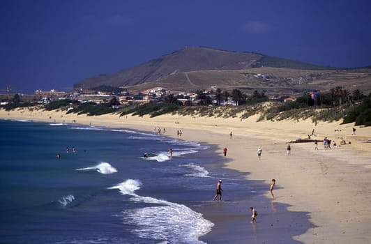The village of Vila Baleira on the island of Porto Santo near the island of Madeira in the Atlantic Ocean,Portugal.