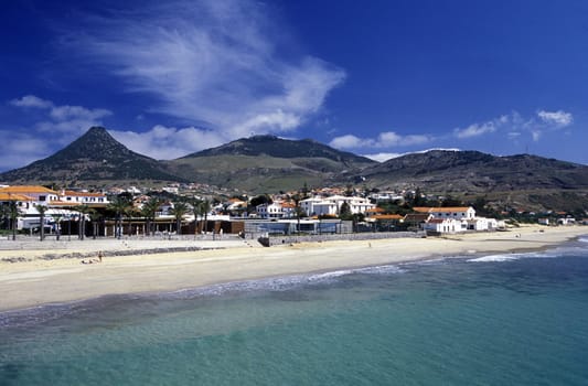 The village of Vila Baleira on the island of Porto Santo near the island of Madeira in the Atlantic Ocean,Portugal.