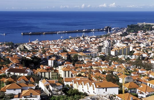A view of the capital Funchal on the island of Madeira in the Atlantic Ocean