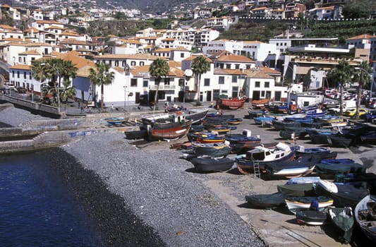 The traditional fishing village of Camara de Lobos in the southern part of madeira island in the Atlantic Ocean,Portugal.