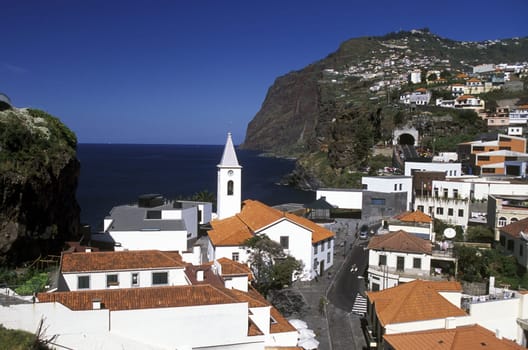 The traditional fishing village of Camara de Lobos in the southern part of madeira island in the Atlantic Ocean,Portugal.