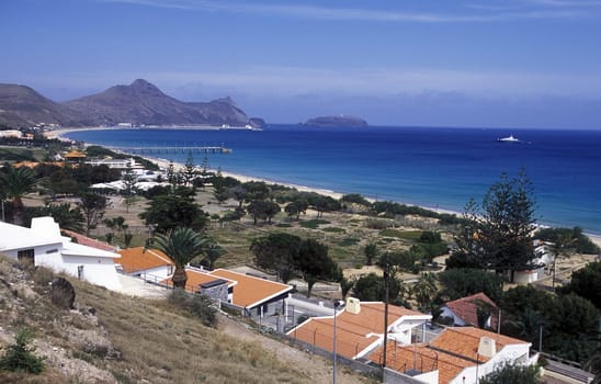The village of Vila Baleira on the island of Porto Santo near the island of Madeira in the Atlantic Ocean,Portugal.