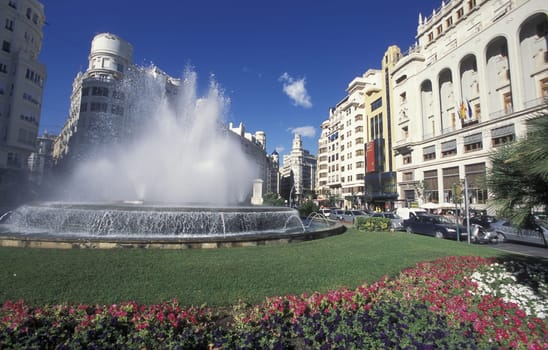 The Plaza Ayuntamiento of Valenzia in Spain in Europe.