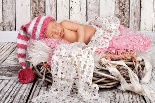 Newborn girl sleeping