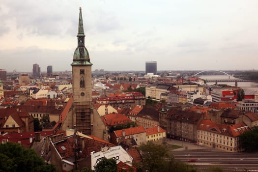 Europe,Eastern Europe,Slovakia,Capital,Bratislava,Old Town,Summer,Panorama,View,Danube,Cathedral,St martins Cathedral