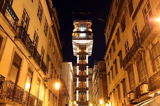The Elevador de Santa Justa in the city centre of the capital Lisbon in Portugal.