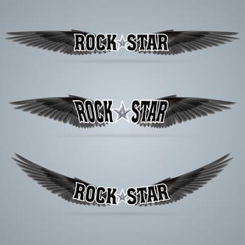 Rock star soars on the black wings of music on the waves