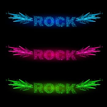 Rock star soars on the wings of music on the waves. Blue, rose, green