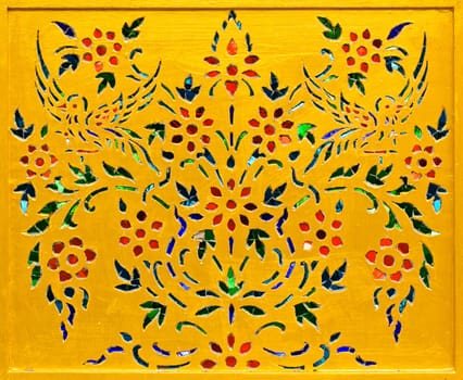 Traditional Thai style art of stained glass floral pattern