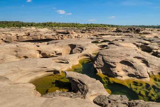 The Amazing of Rock shape in Mekong River during summer season, Ubon Ratchathani