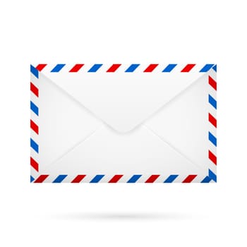 White closed envelope with red blue white perimeter