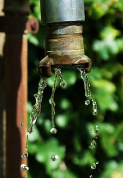 Faucet flows out of the water