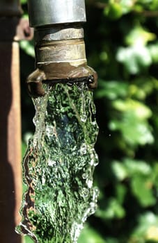 Faucet flows out of the water