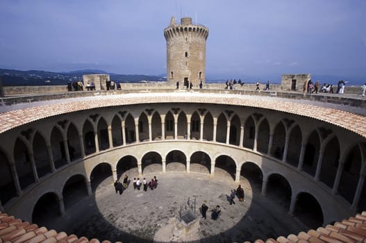 The Castell de Bellver in the capital Palma de Mallorca on the island of Mallorca in the Mediterranean Sea in Spain.