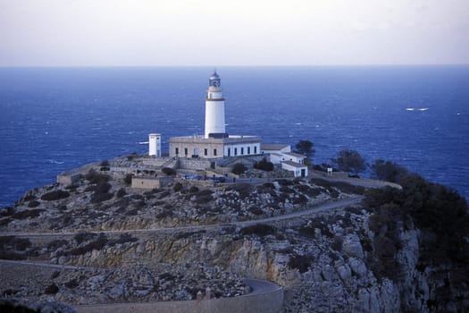 The landscape at Cap de Formentor on the Formentor peninsula in February in the east of the island of Mallorca one of the Balearic islands in the Mediterranean.