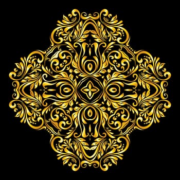 Vector gold elements similar a flower on black background