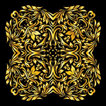Vector gold element similar a flowers on black background