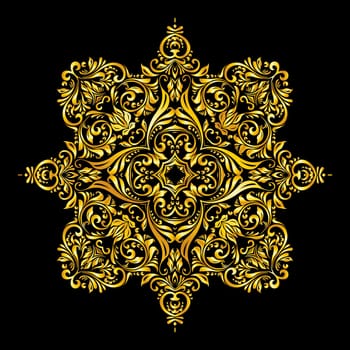 Vector gold elements similar a flowers on black background