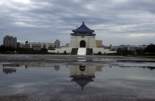 The Chiang Kai Shek Memorial with the Great Square in the capital Taipei in the north of the island of Taiwan.