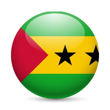Flag of Sao Tome and Principe as round glossy icon. Button with flag design