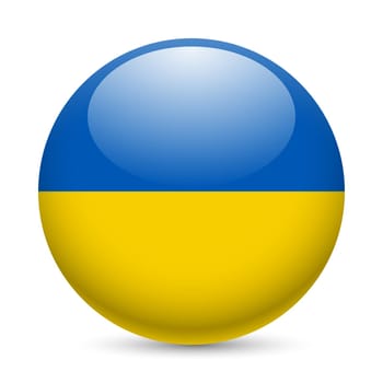 Flag of Ukraine as round glossy icon. Button with Ukrainian flag