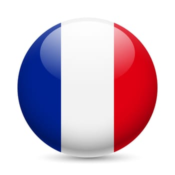 Flag of France as round glossy icon. Button with French flag