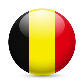 Flag of Belgium as round glossy icon. Button with Belgian flag
