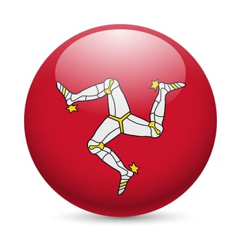 Flag of Isle of Man as round glossy icon. Button with flag design