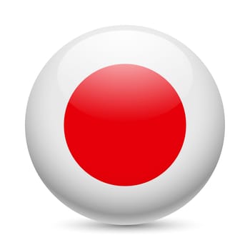 Flag of Japan as round glossy icon. Button with Japanese flag