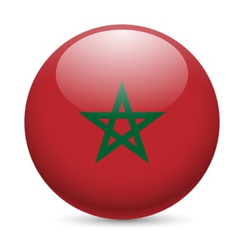 Flag of Morocco as round glossy icon. Button with Moroccan flag