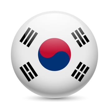 Flag of South Korea as round glossy icon. Button with South Korean flag