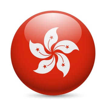 Flag of Hong Kong as round glossy icon. Button with flag design