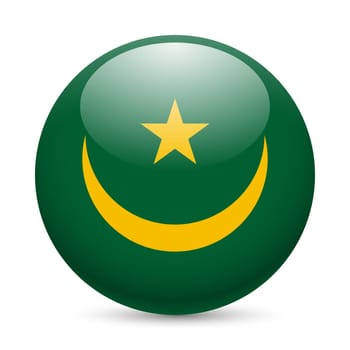 Flag of Mauritania as round glossy icon. Button with Mauritanian flag