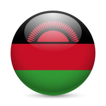 Flag of Malawi as round glossy icon. Button with Malawian  flag