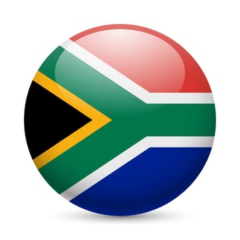 Flag of South Africa as round glossy icon. Button with flag design