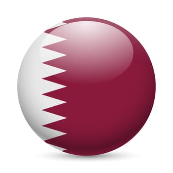 Flag of Qatar as round glossy icon. Button with Qatari flag