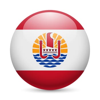 Flag of French Polynesia as round glossy icon. Button with flag design