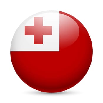 Flag of Tonga as round glossy icon. Button with Tongan flag