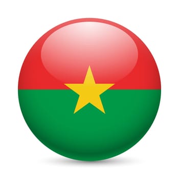Flag of Burkina Faso as round glossy icon. Button with flag design