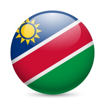 Flag of Namibia as round glossy icon. Button with Namibian flag