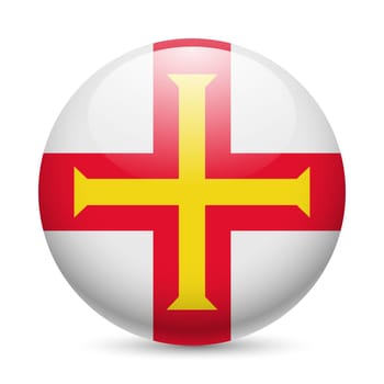 Flag of Guernsey as round glossy icon. Button with flag design