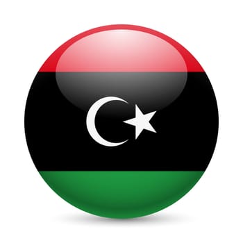 Flag of Libya as round glossy icon. Button with Libyan flag