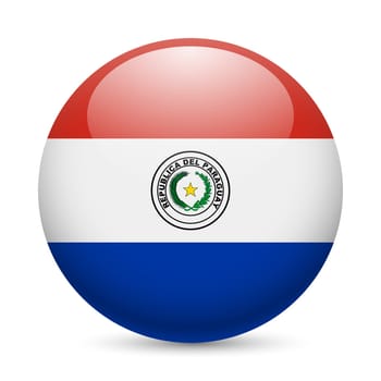 Flag of Paraguay as round glossy icon. Button with Paraguayan flag
