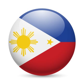 Flag of Philippines as round glossy icon. Button with Filipino flag